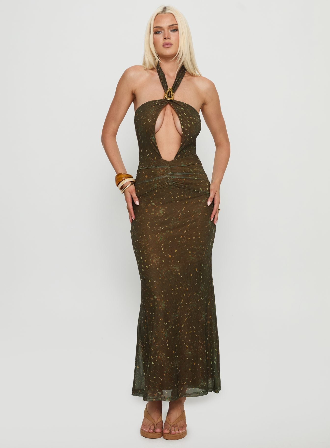 Carmelita Cut Out Halter Maxi Dress Brown | Princess Polly Carmelita Cut Out Halter Maxi Dress Brown | Princess Polly