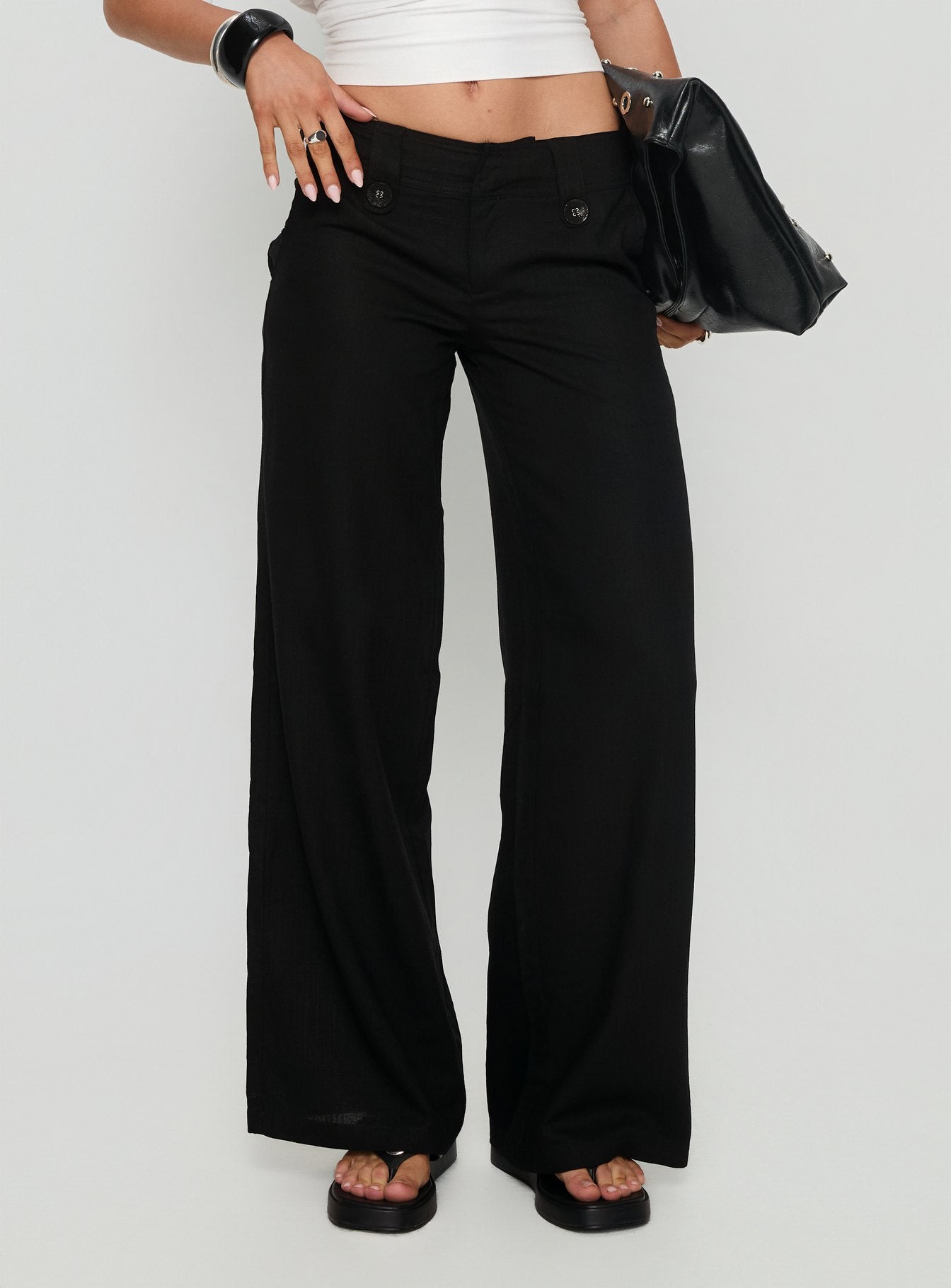 princess polly black dress pants Pedra Wide Leg Pant | Black | Womens