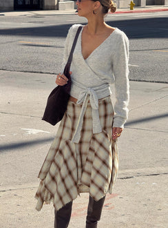 Toshie Asymmetrical Midi Skirt Multi Check