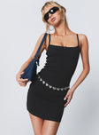 Princess Polly Square Neck  Katrina Mini Dress Black Petite