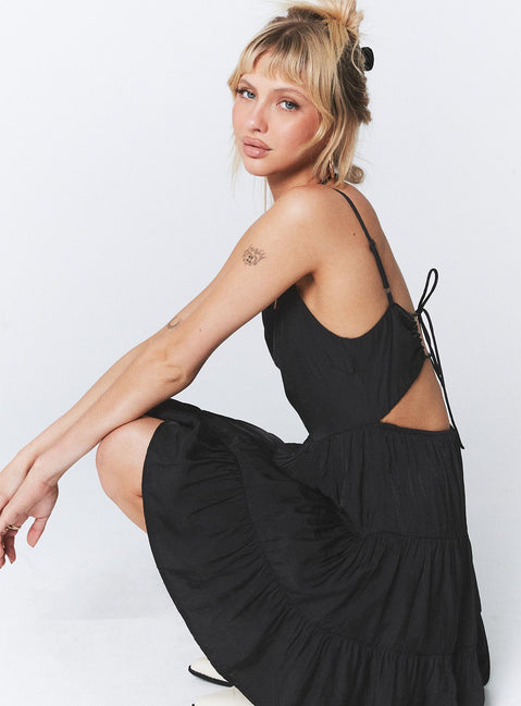 Summer Break Mini Dress Black | Princess Polly Summer Break Mini Dress Black | Princess Polly