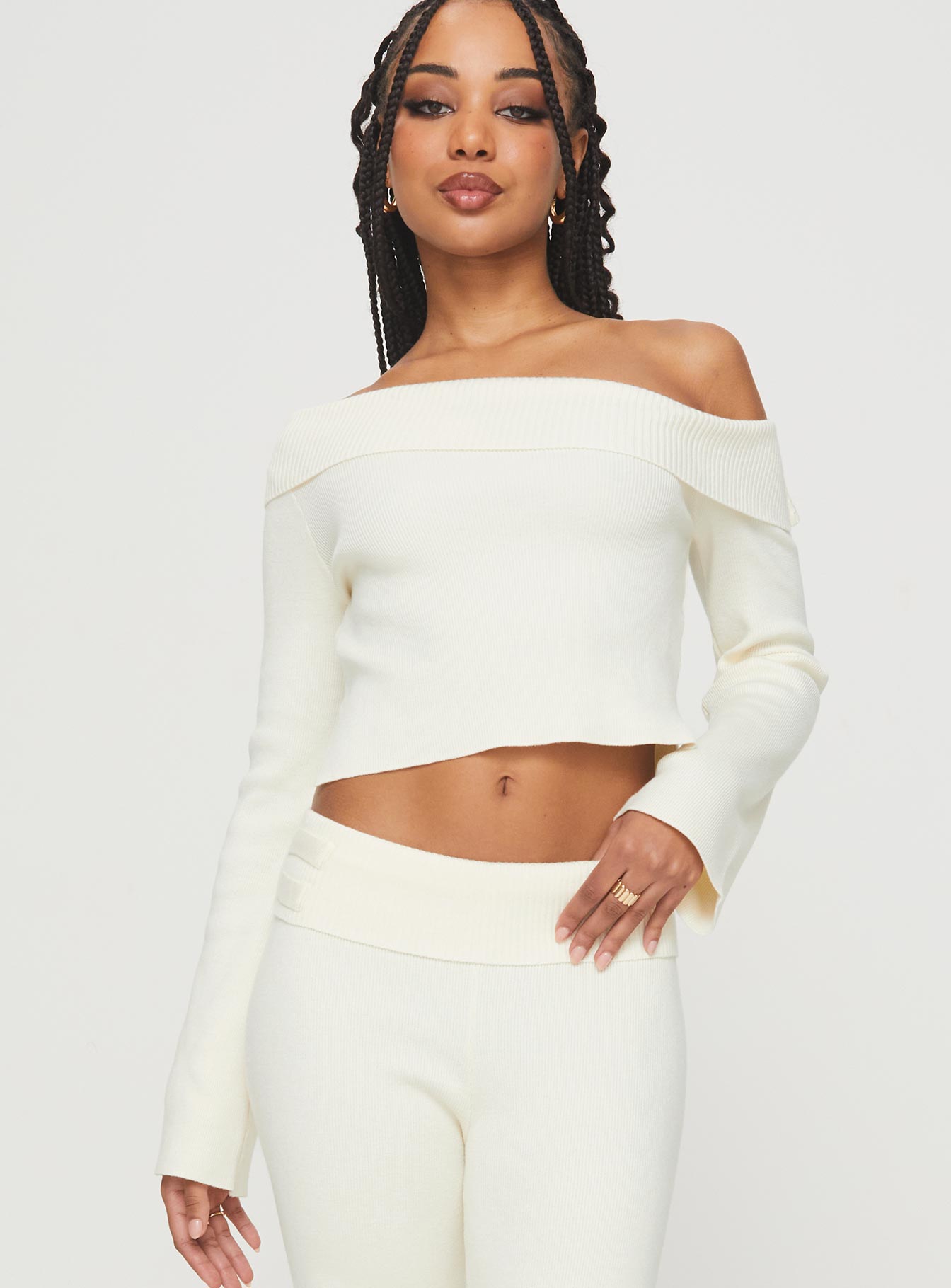 Sina Off The Shoulder Top Cream | Princess Polly