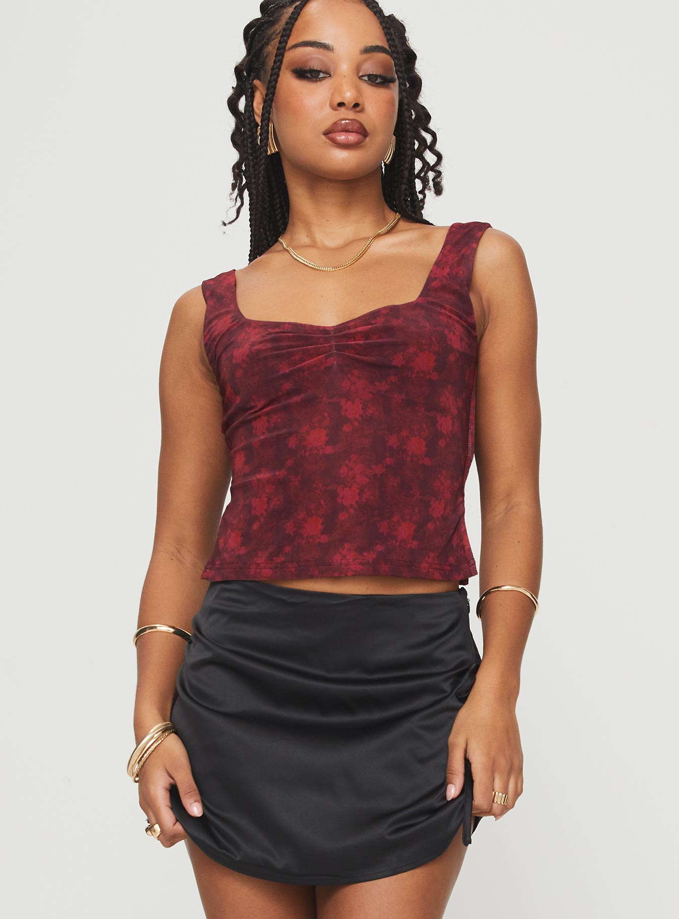 Rehna top red floral