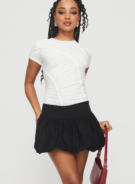 Mersale Bubble Hem Mini Skirt Black