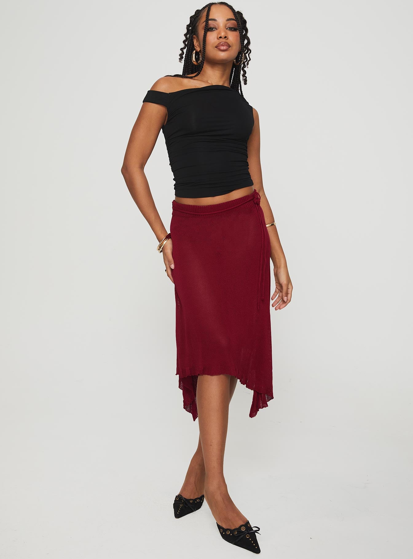 Leysa midi skirt red