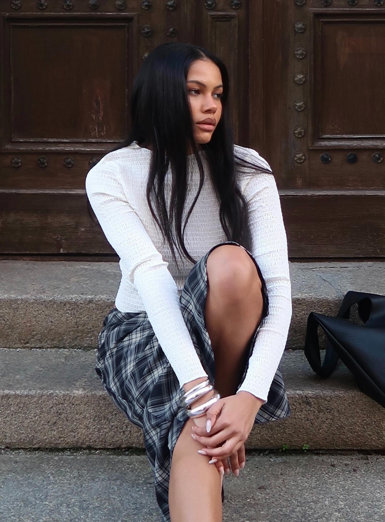 Murphey Ruched Long Sleeve Top Cream