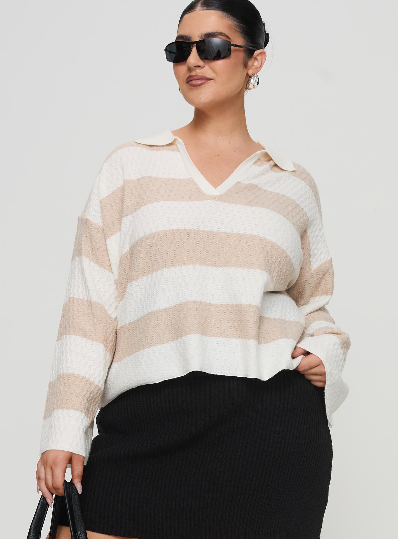 Rick sweater white / beige curve