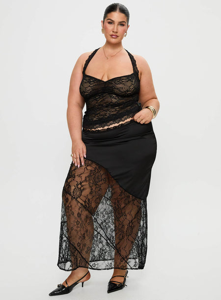 Castelli Lace Maxi Skirt Black Curve