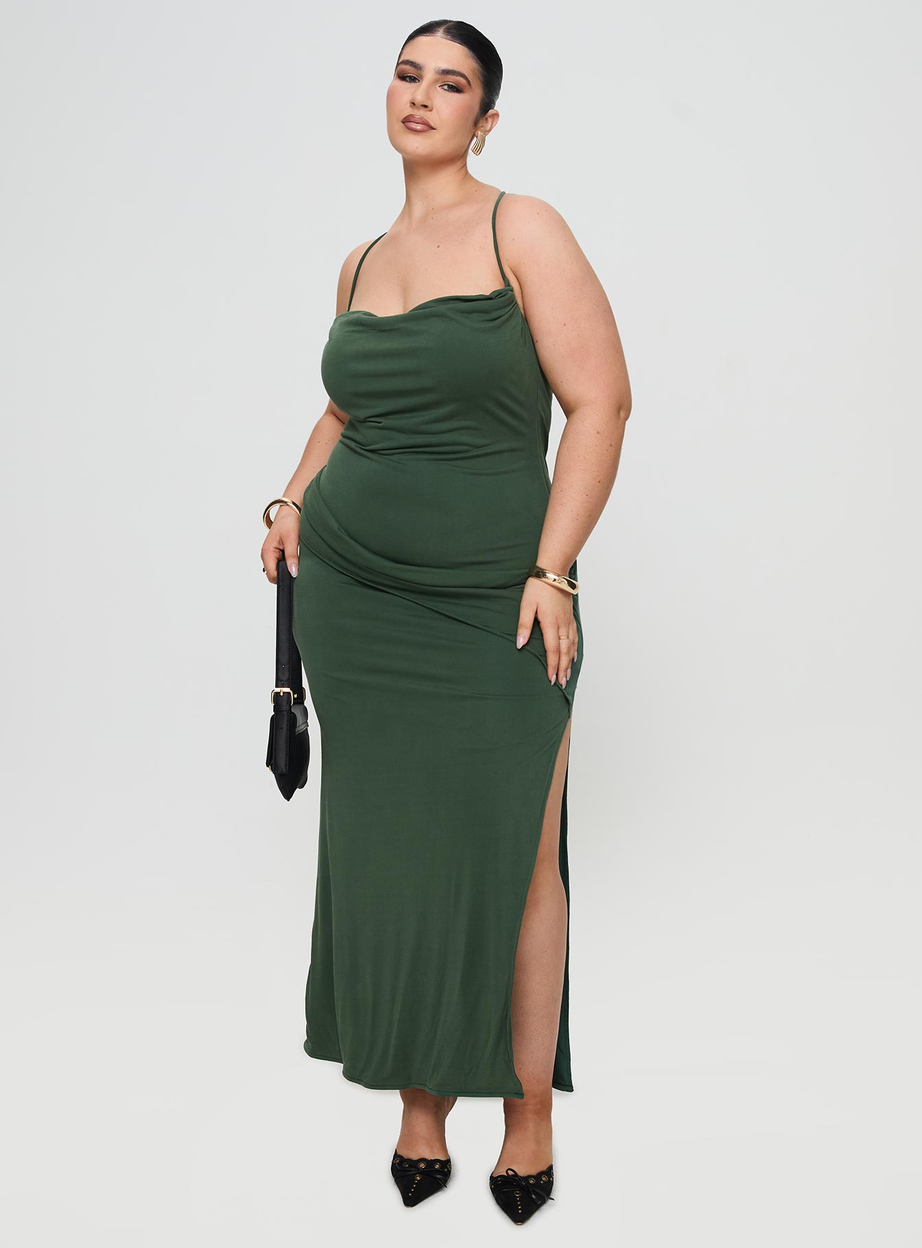 Marchesi cupro maxi dress green curve