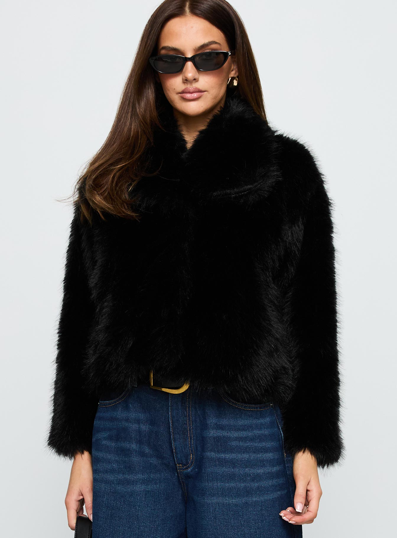 Wayland Faux Fur Jacket Black | Princess Polly