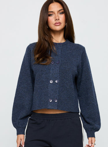 Kammi Button Up Cardigan Navy