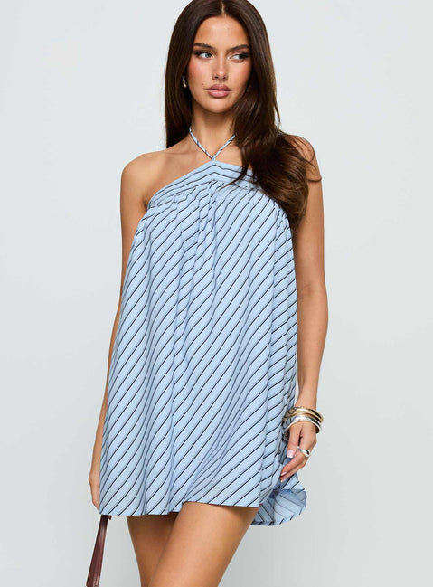Moonlit Mini Dress | Blue Stripe | Womens | Princess Polly Moonlit Mini Dress | Blue Stripe | Womens | Princess Polly