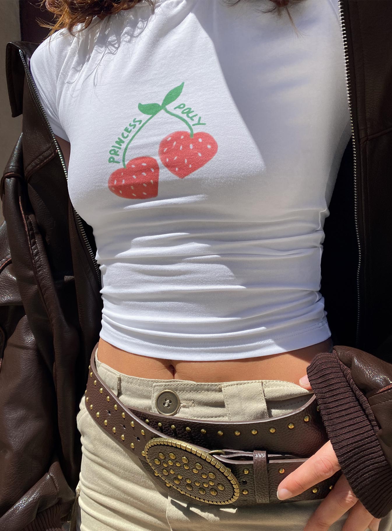 Cherry on top baby tee white