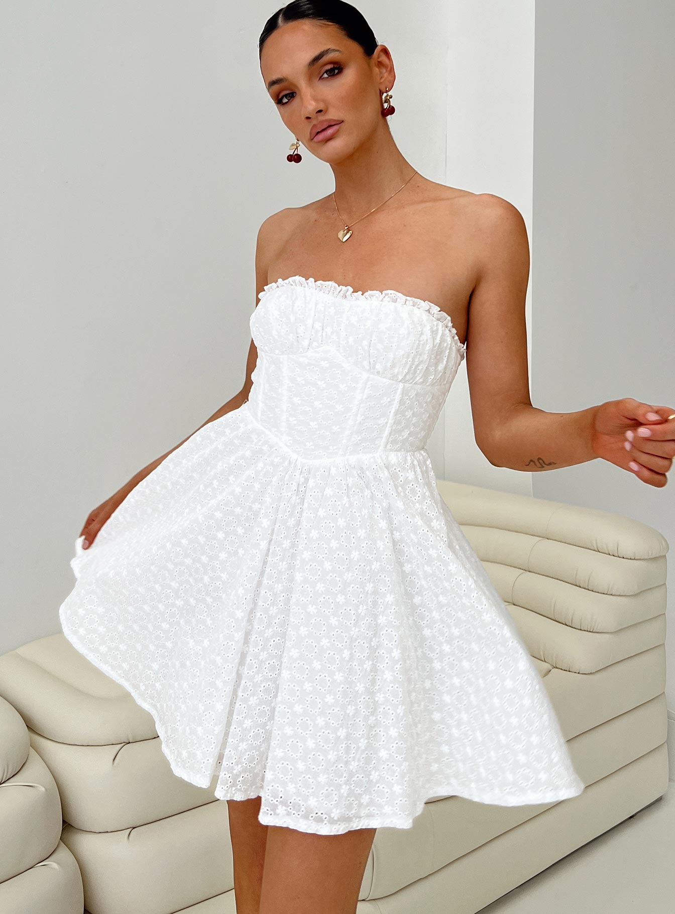 Nataria strapless mini dress white