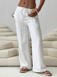 product Princess Polly High Waisted Pants High Waisted Pants  Parklea Linen Blend Pants White