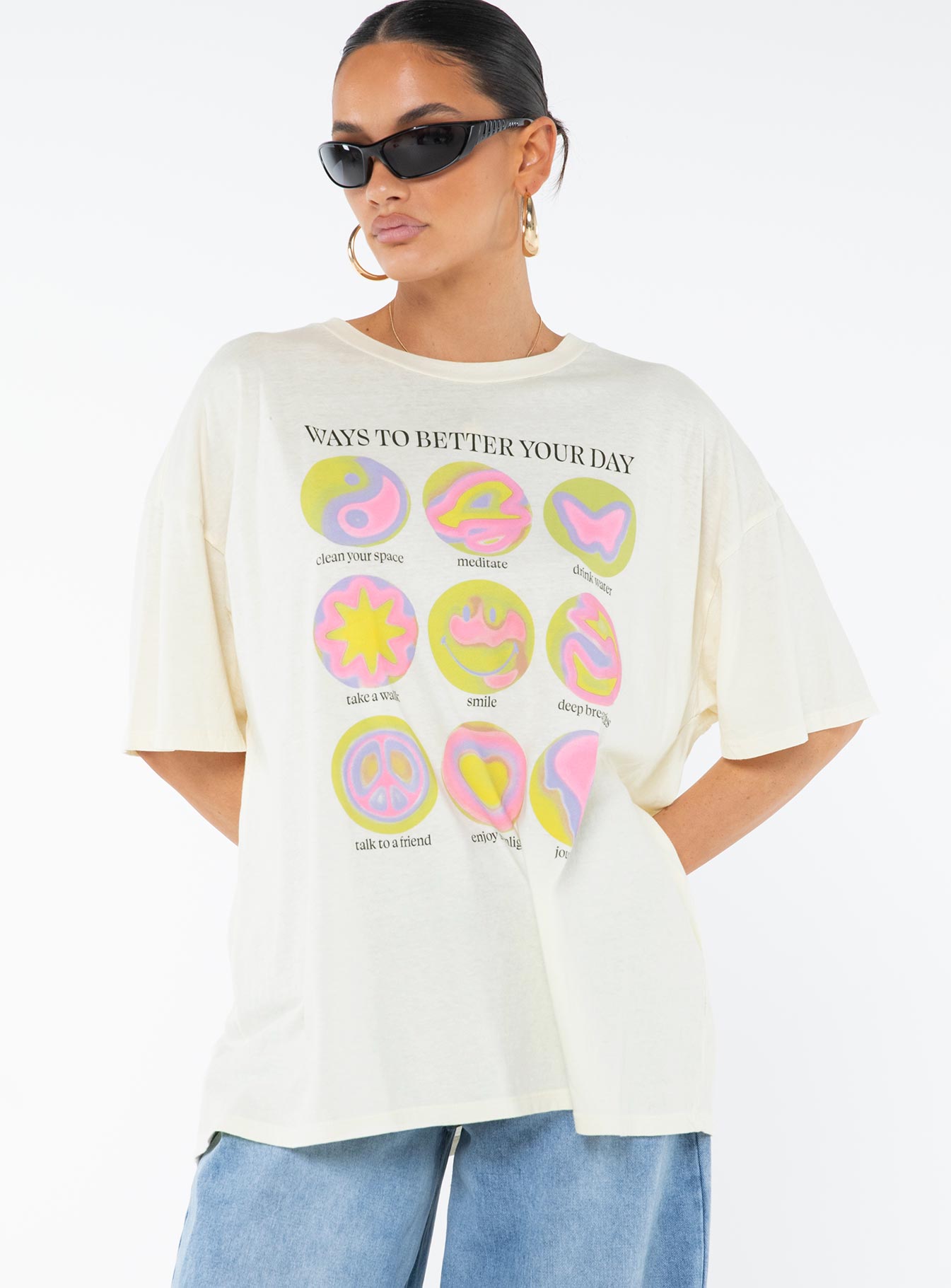 Ways To Better Your Day Oversized Tee Cream