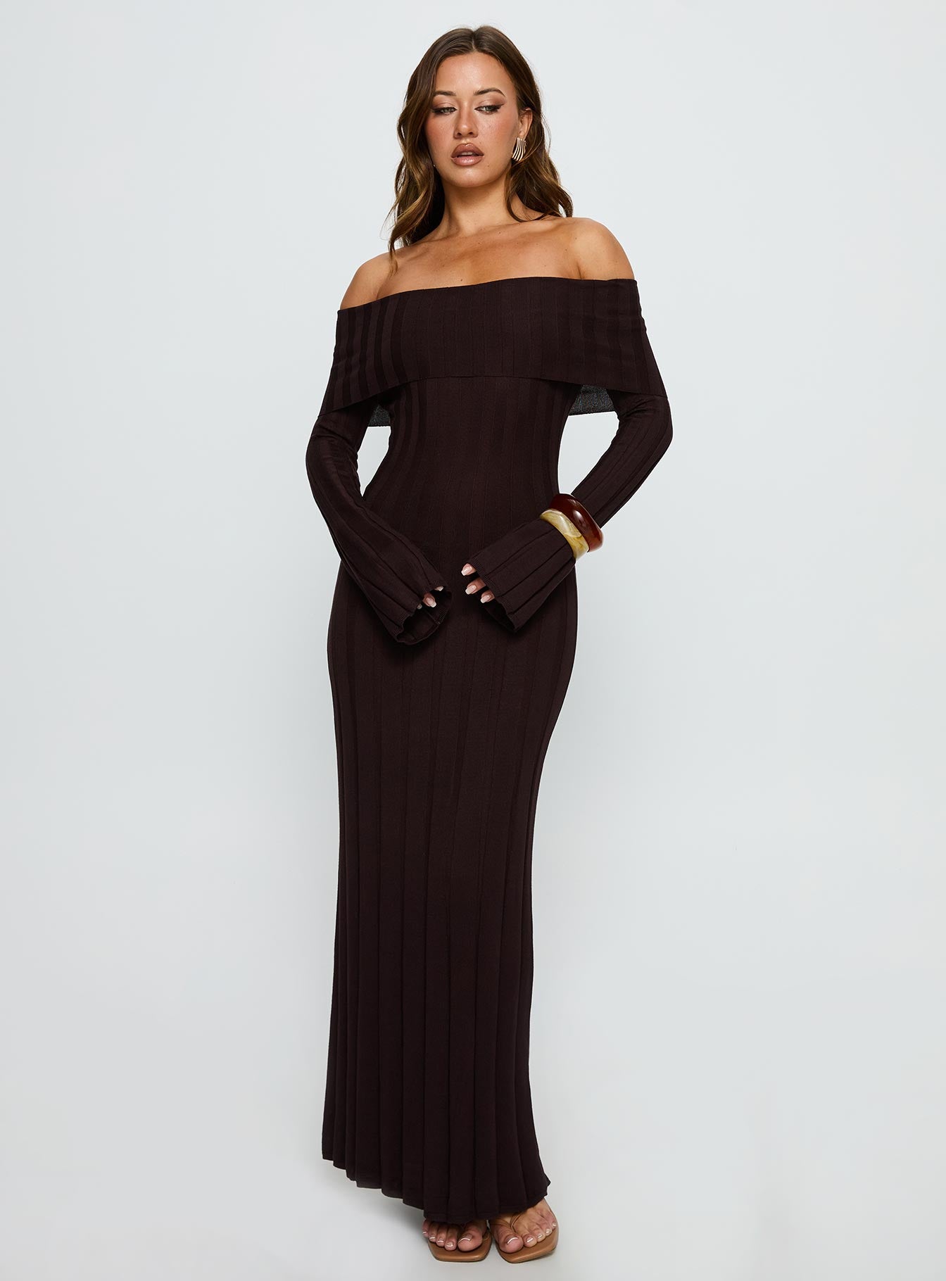 Ellouisa Long Sleeve Rib Maxi Dress L | XL | Chocolate | Womens | Princess Polly Ellouisa Long Sleeve Rib Maxi Dress L | XL | Chocolate | Womens | Princess Polly