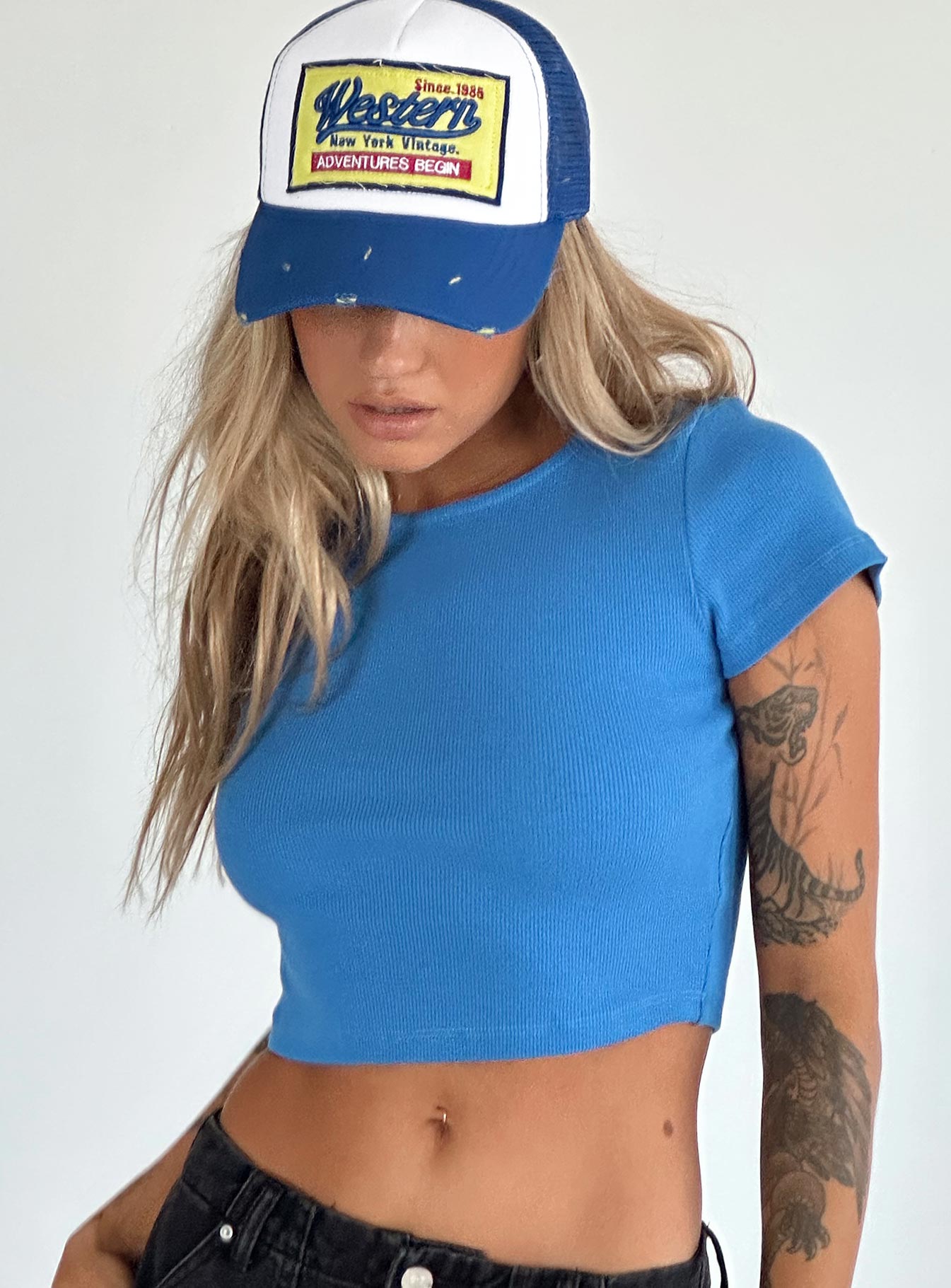 Classic crop tee blue