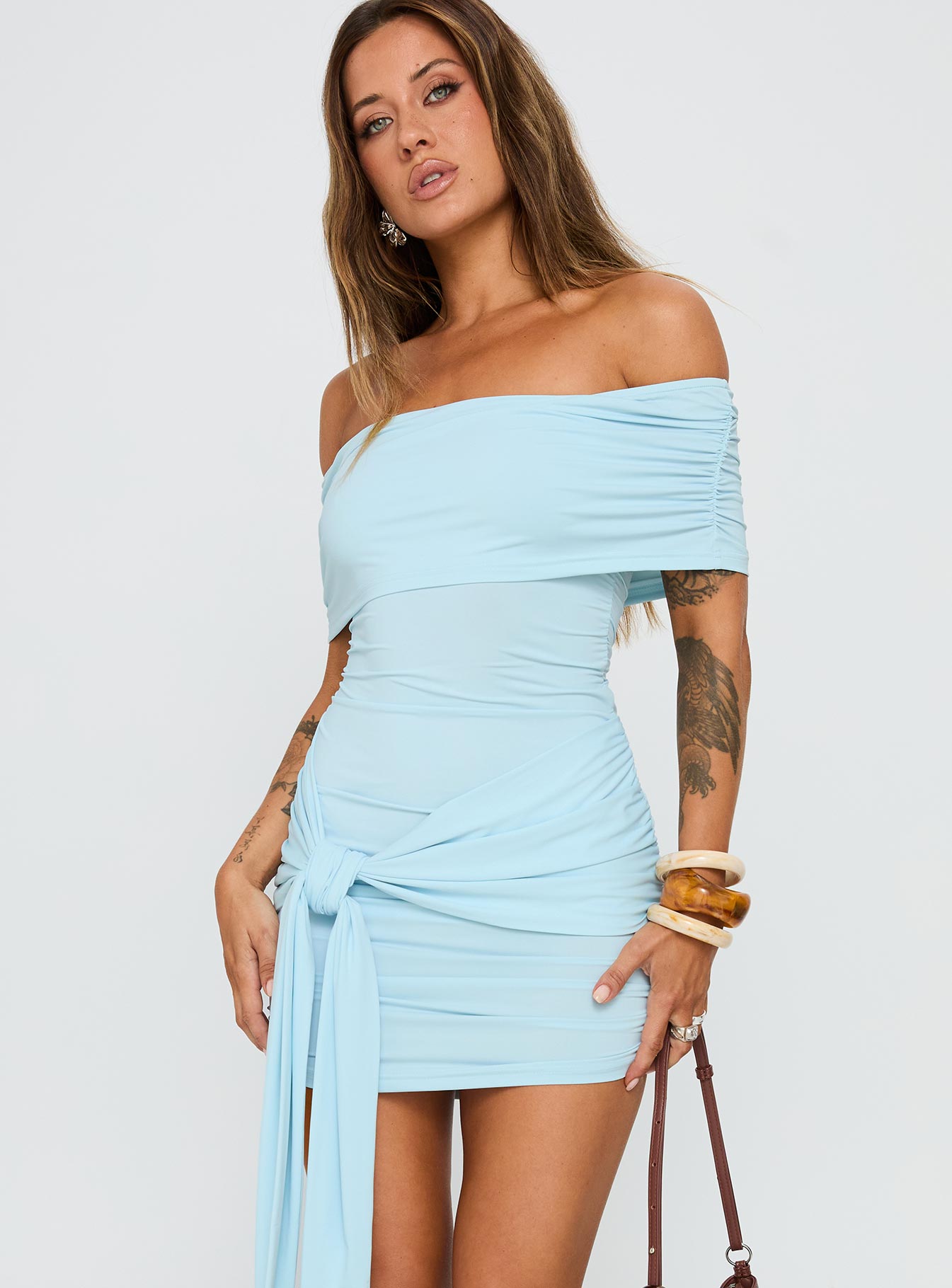 Island Girl Tie Skirt Mini Dress | Light Blue | Womens | Princess Polly Lower Impact Island Girl Tie Skirt Mini Dress | Light Blue | Womens | Princess Polly Lower Impact