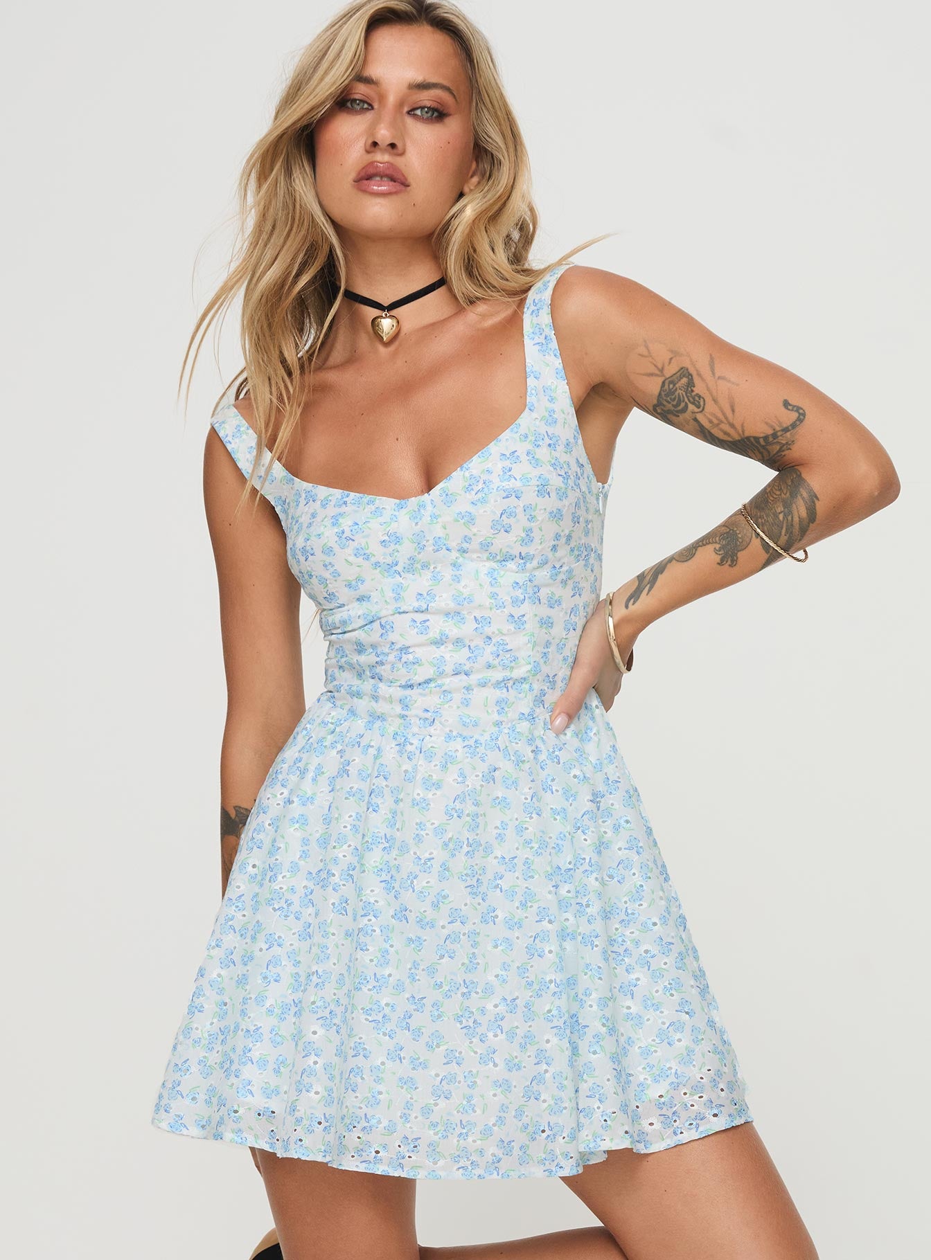 Gozette mini dress blue floral