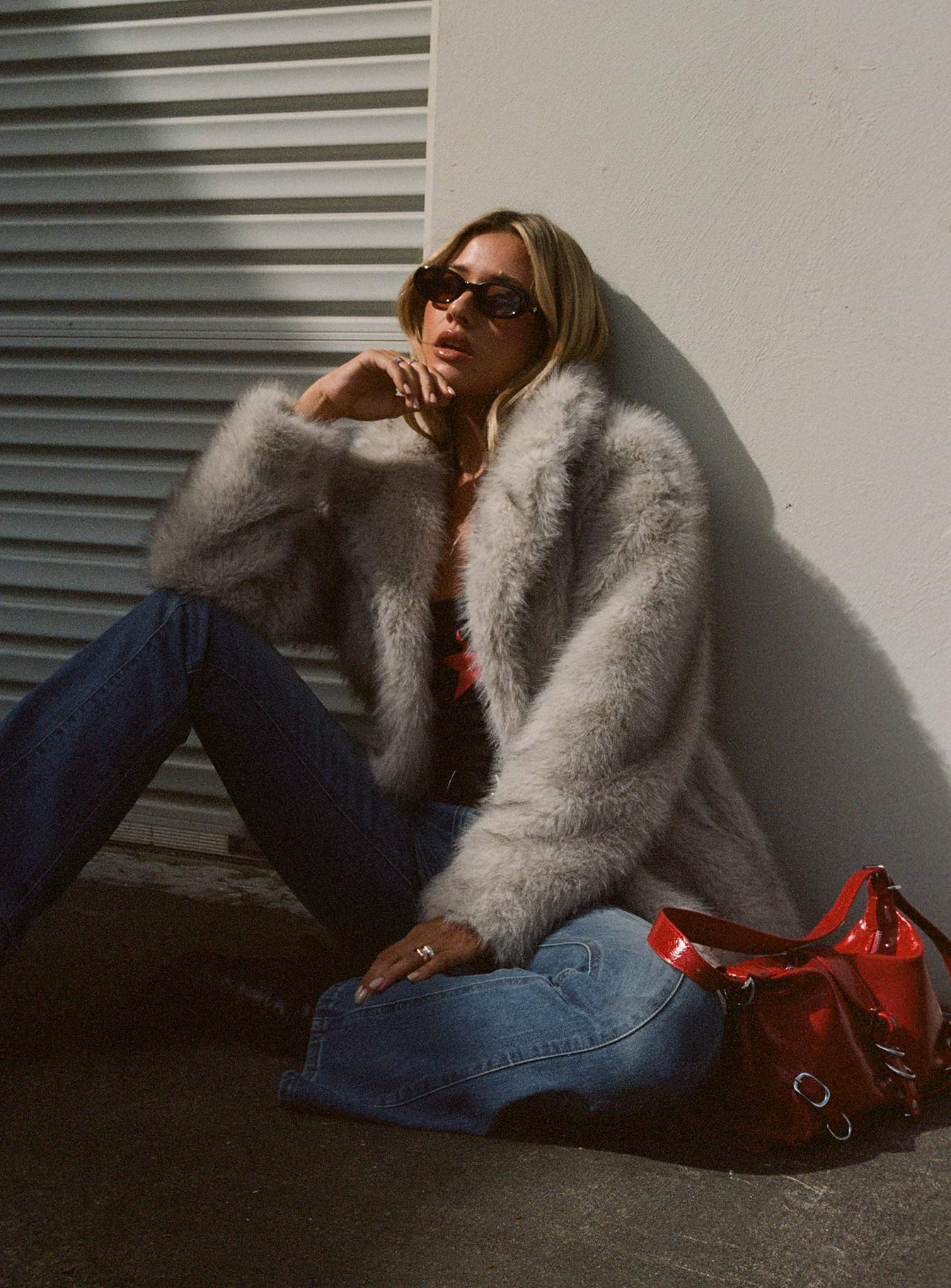 Clova Faux Fur Coat Grey | Princess Polly