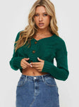 Crate Cable Knit Cardigan Green Princess Polly  Cropped 