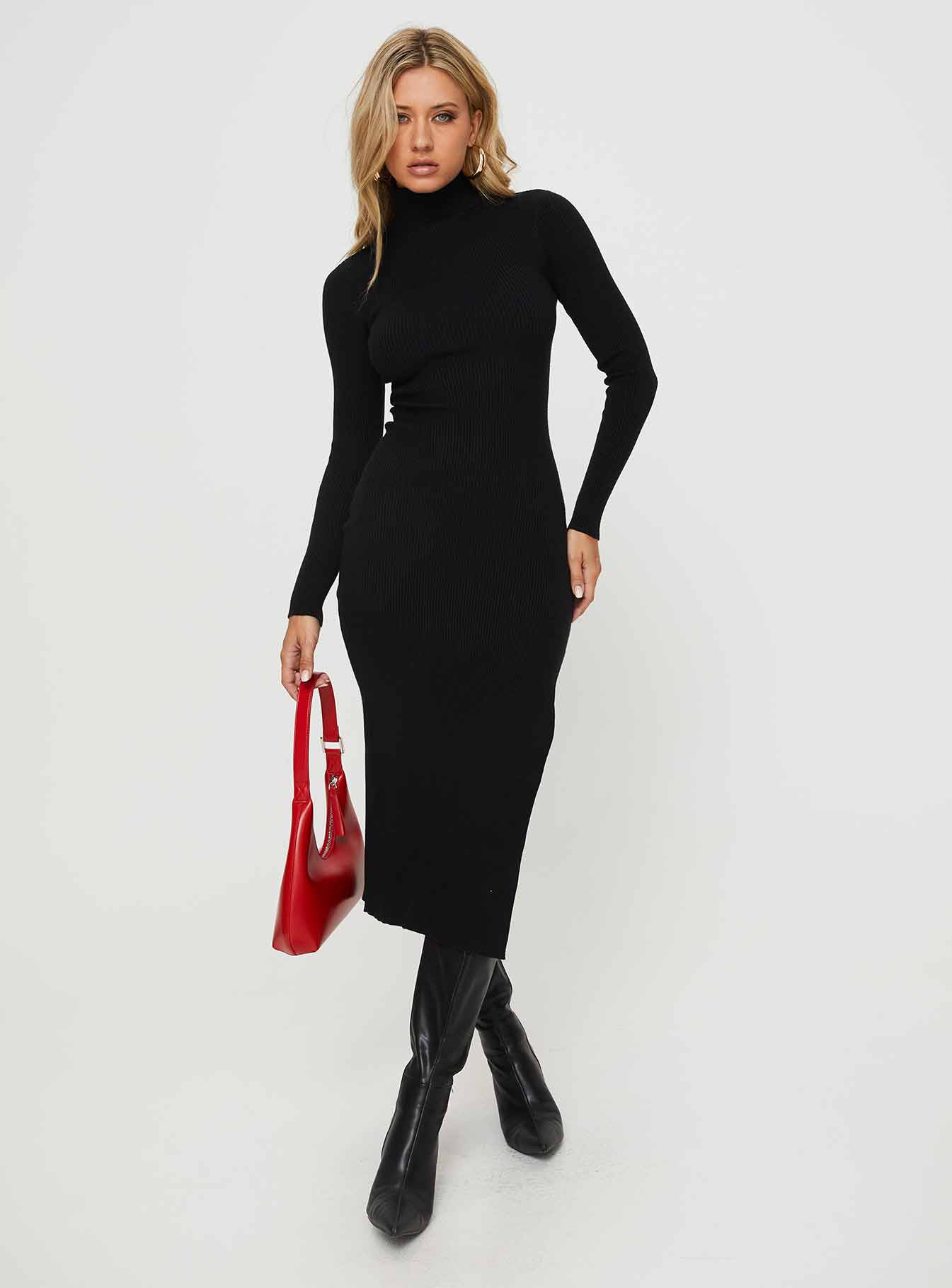 Sydella long sleeve maxi dress black