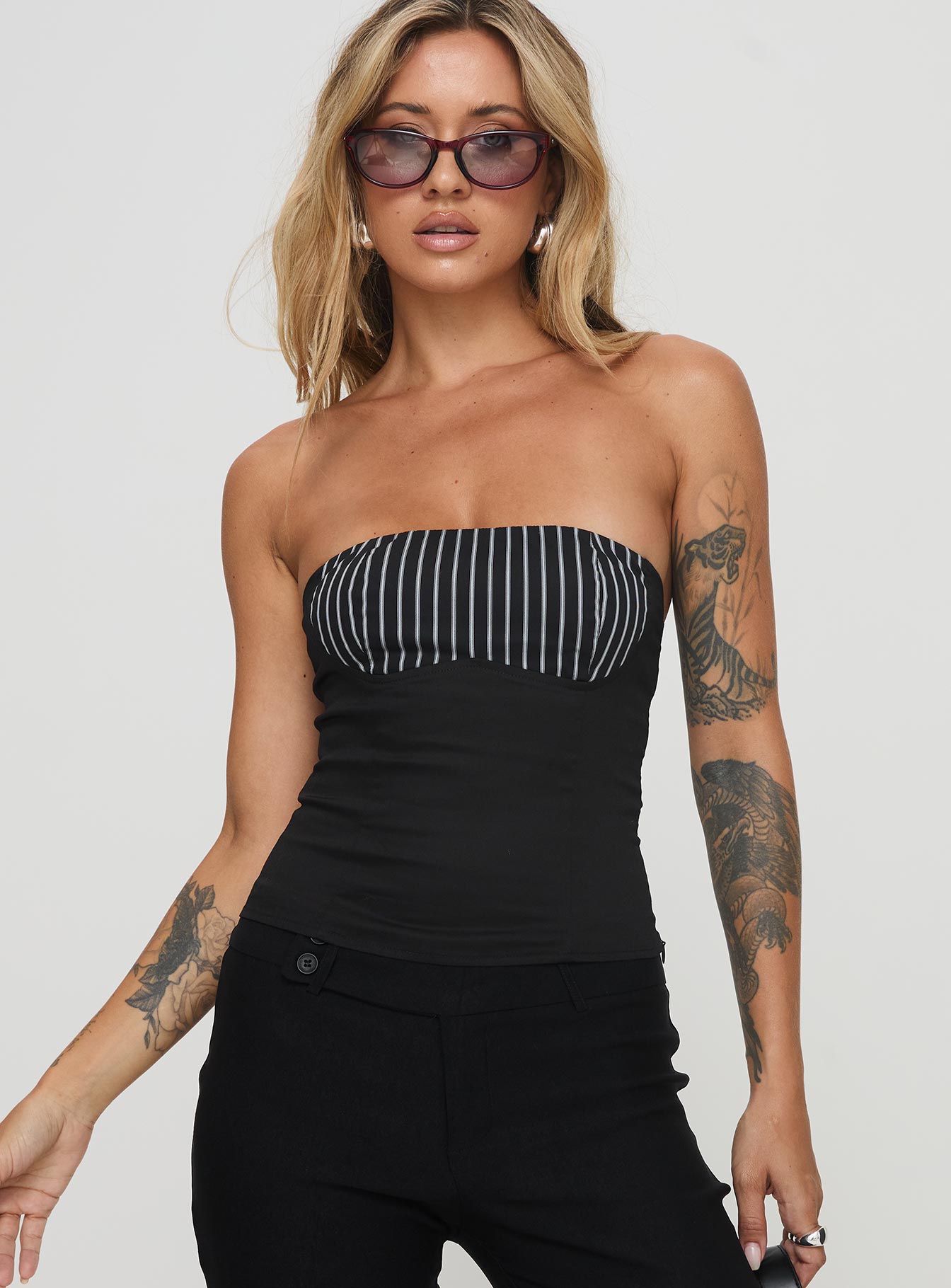 Everard strapless top black