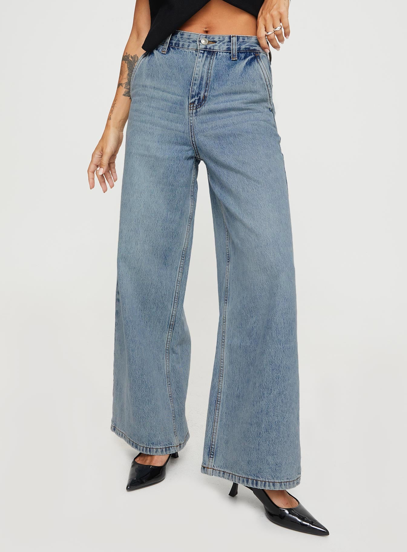 Jewelz wide leg jeans light wash