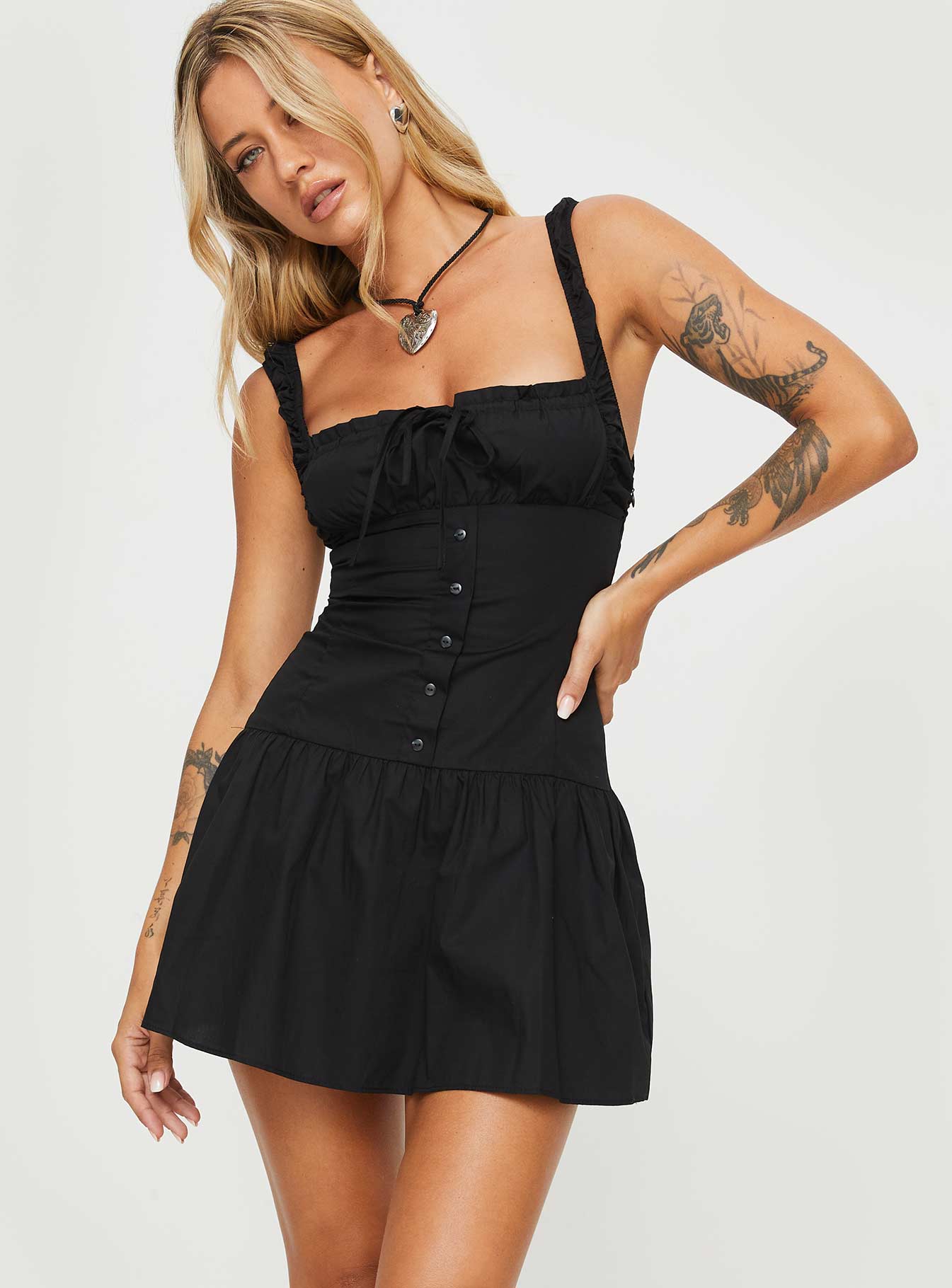 Heart Shaped Mini Dress Black | Princess Polly Heart Shaped Mini Dress Black | Princess Polly