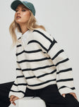 product Forte Knit Sweater Black / Cream Princess Polly  Long 