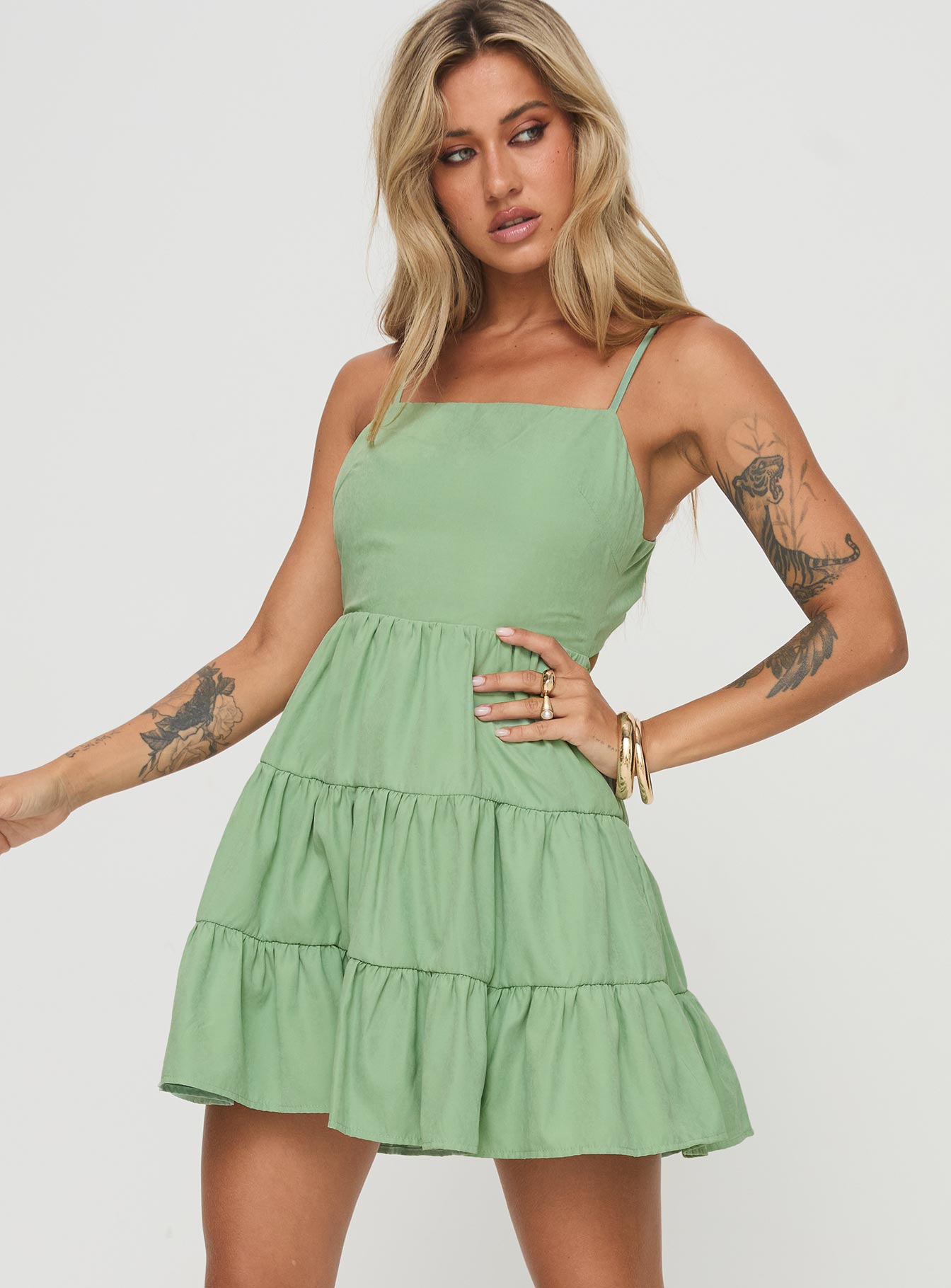 Summer break mini dress sage