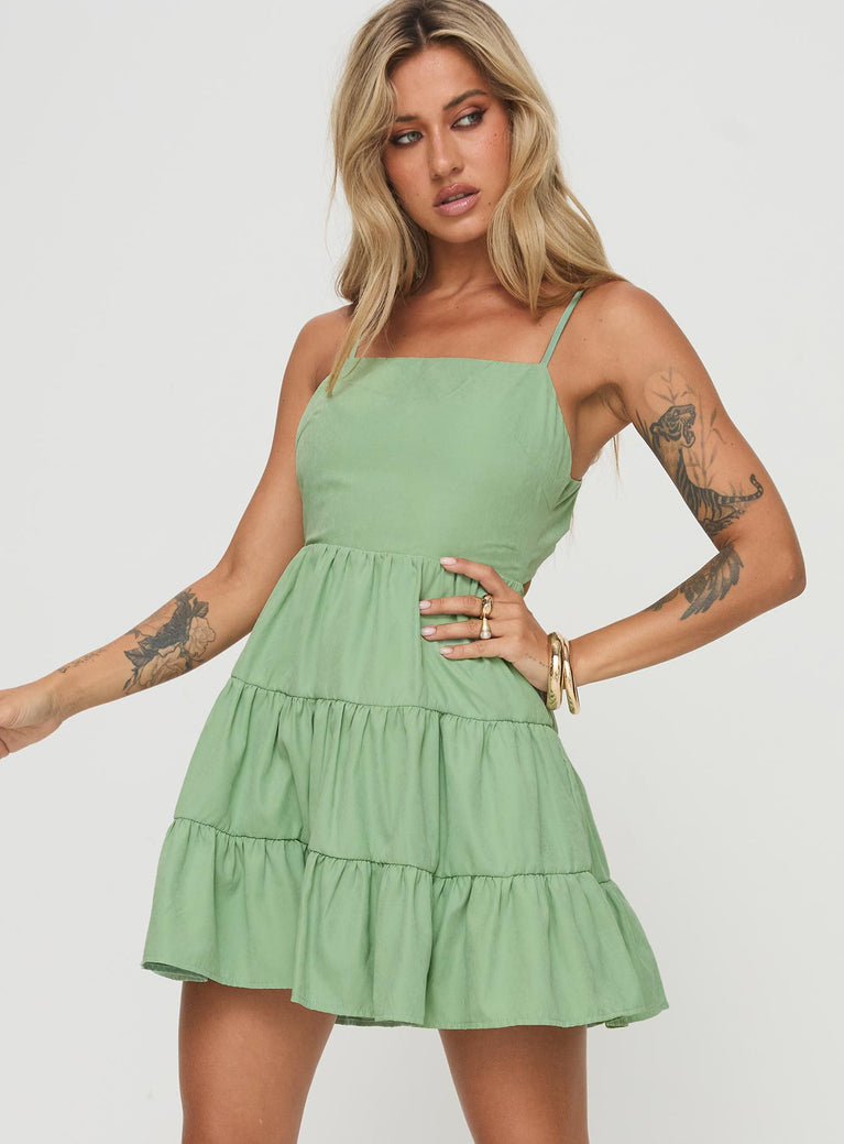 product Princess Polly Square Neck  Summer Break Mini Dress Sage