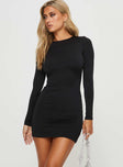 Princess Polly High Neck  Verisha Long Sleeve Mini Dress Black