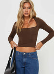 Long sleeve top Slim fitting, low square neckline Good stretch, lined body