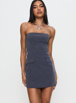 Langdon Strapless Mini Dress Charcoal | Princess Polly Langdon Strapless Mini Dress Charcoal | Princess Polly