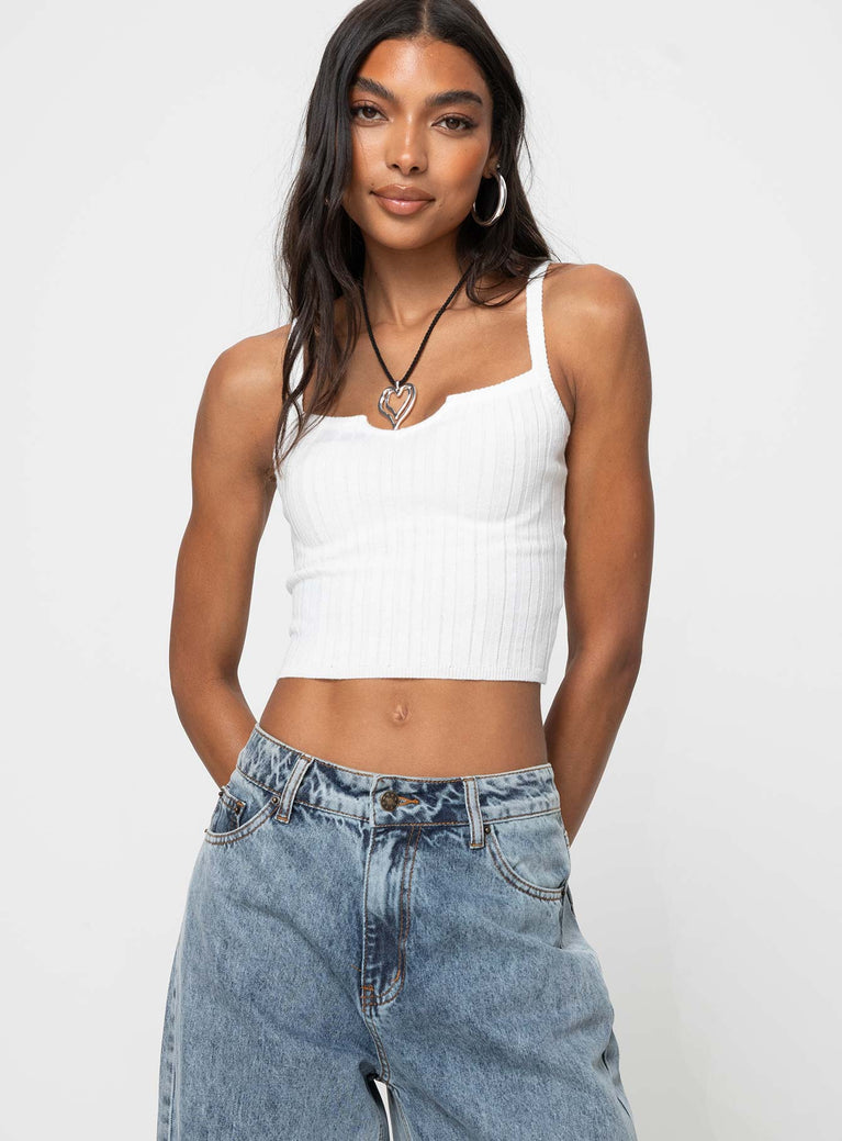 Crop top Ribbed knit material, fixed shoulder straps Good stretch, unlined 