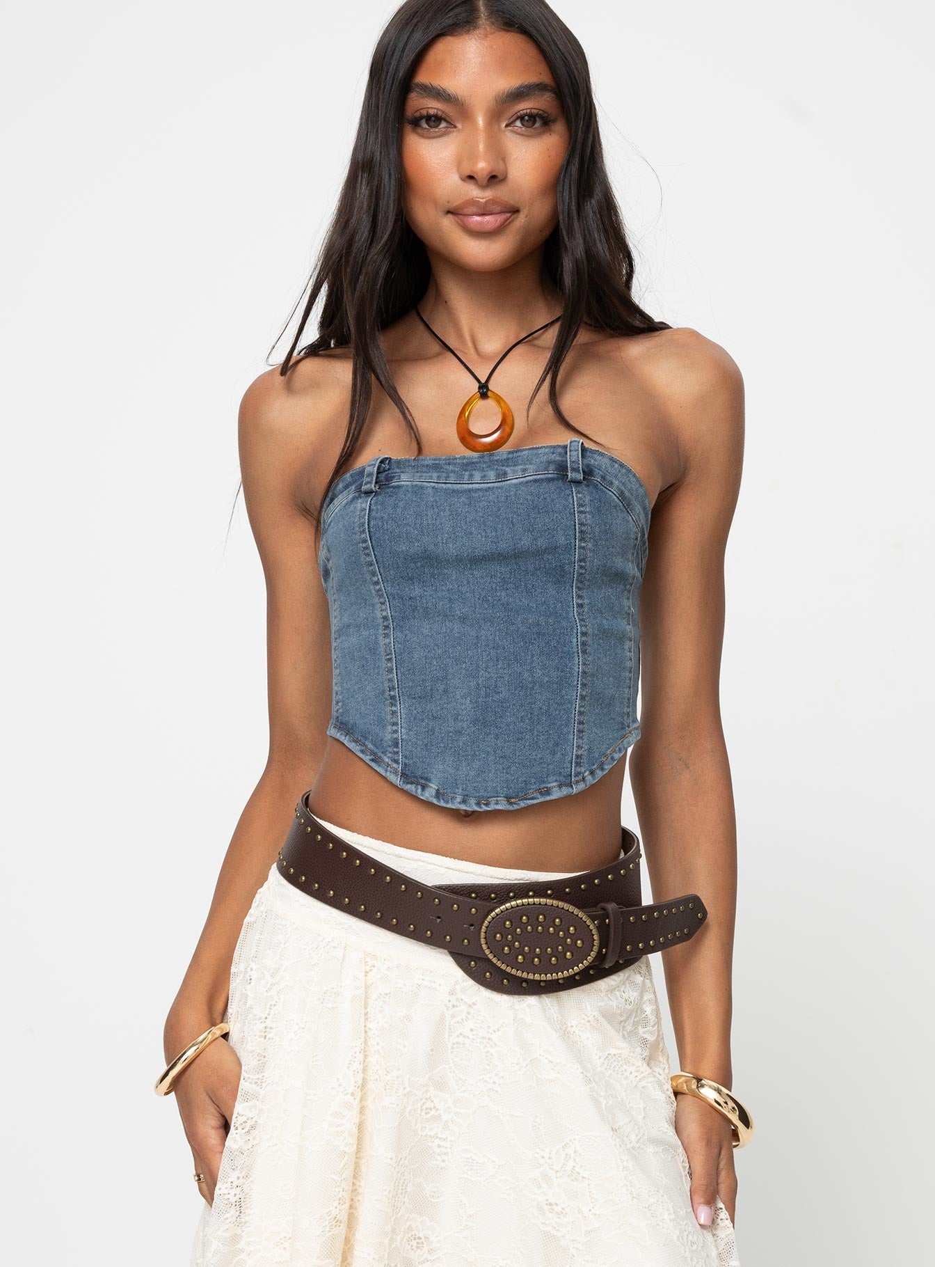 Alexian strapless top denim