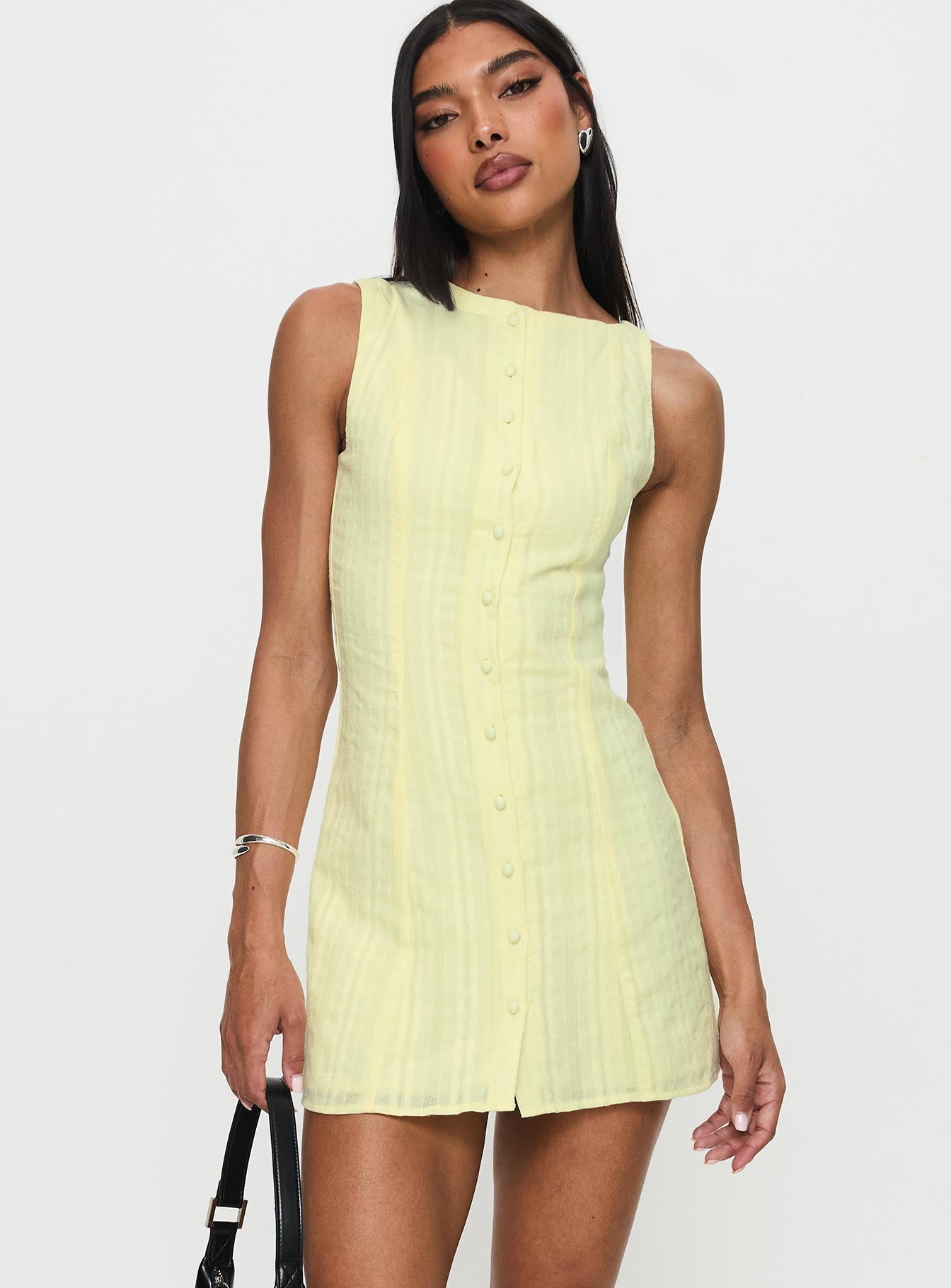 Mimsie Embroidered Mini Dress Lemon | Princess Polly Mimsie Embroidered Mini Dress Lemon | Princess Polly