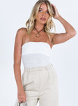 Princes Polly Sleeveless  Makena Strapless Bodysuit White Tall Low Impact