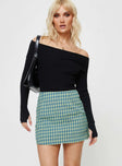 Gingham mini skirt Invisible zip fastening at back