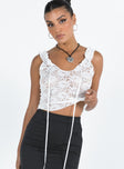 product Princess Polly Sleeveless Crew Neck  Kaufman Lace Top White