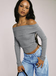 product Morley Off Shoulder Sweater Grey Marle Princess Polly  Long 