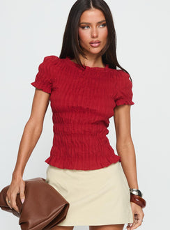 Romelle Shirred Top Red