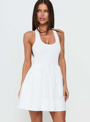 open lace back dress Laurita Shirred Mini Dress Black