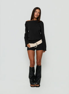 Claera Off Shoulder Tie Back Playsuit Black
