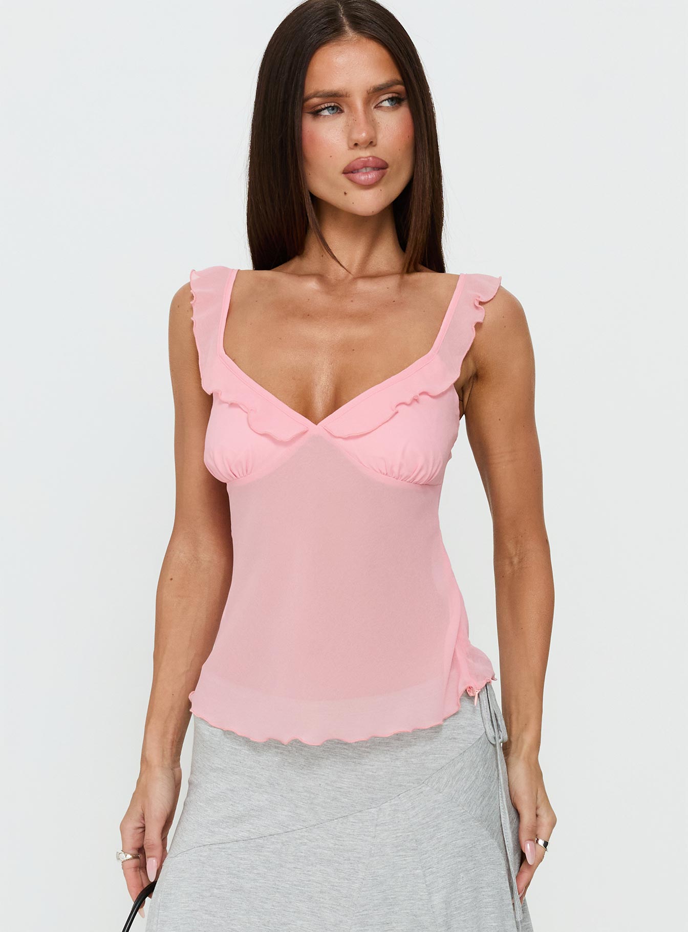 Zayliah Frill Detail Top Pink | Princess Polly