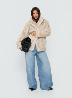 Clova Faux Fur Coat Grey