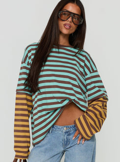 Jorgiah Layered Long Sleeve Top Multi Stripe