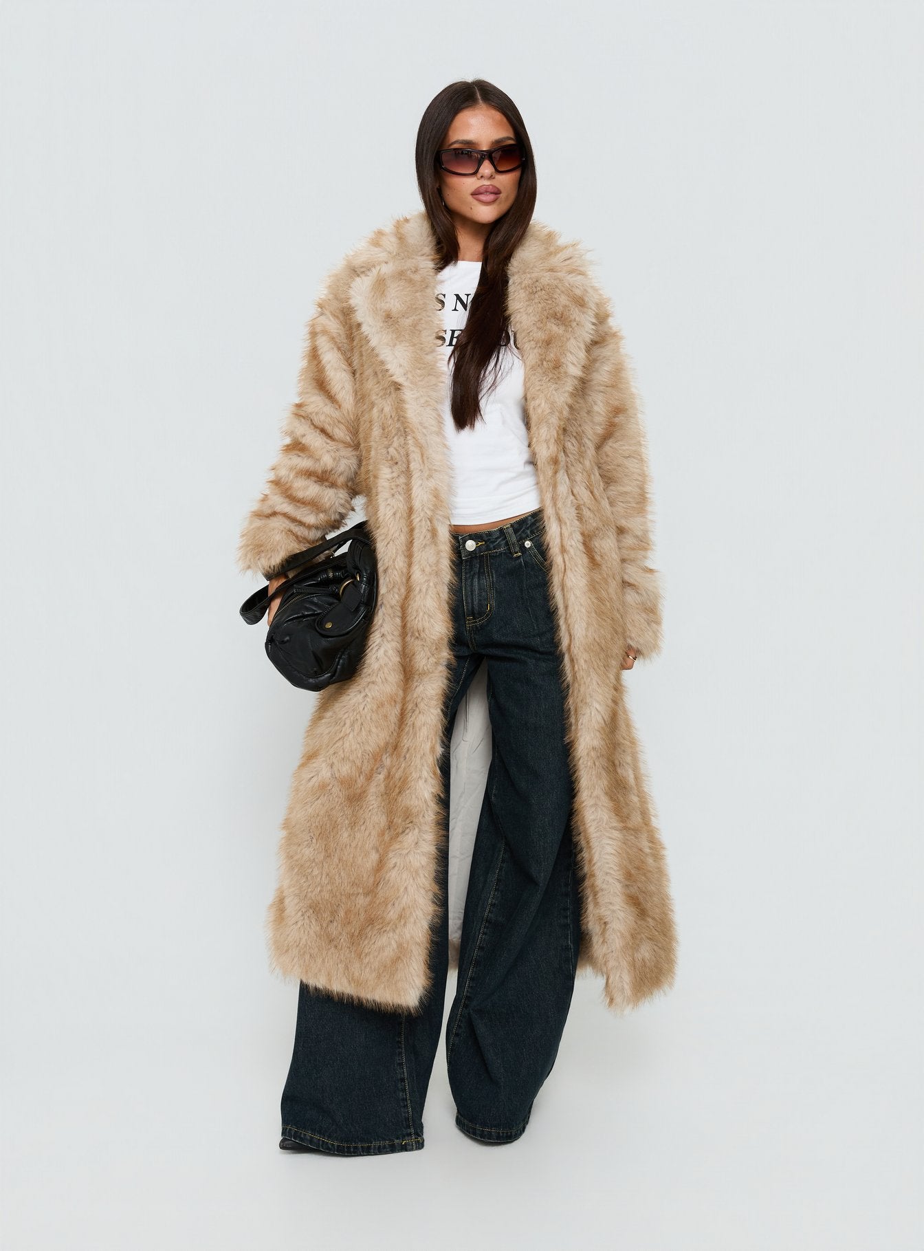 End Of Beginning Faux Fur Longline Jacket Beige | Princess Polly End Of Beginning Faux Fur Longline Jacket Beige | Princess Polly